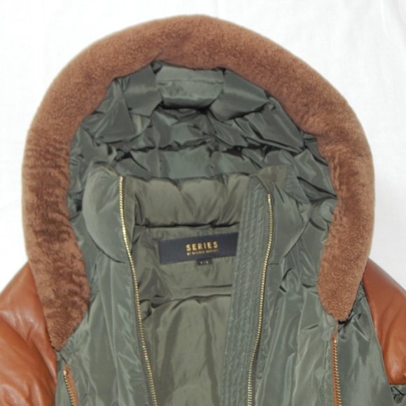 NB Series by Nicole Benisti COURVECHAL Two- tone Quilted Down Coat Fur Trim NWT - Picture 12 of 12